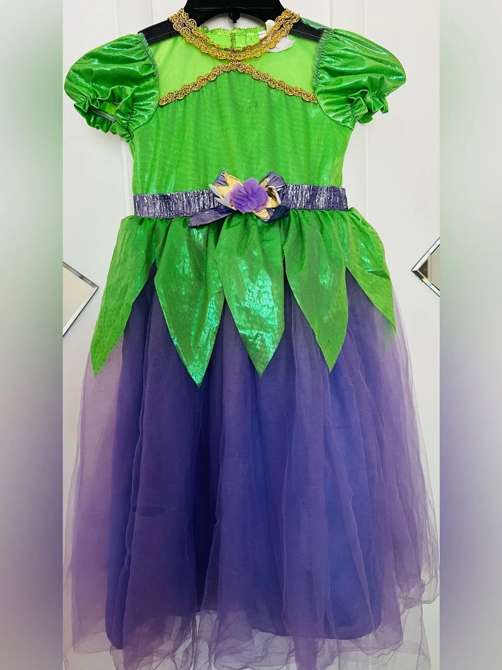 Green and Purple Floral Fairy girls Costume Dress size 2-4 years - Picture 2 of 10